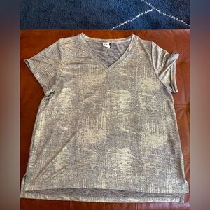 Women's V-Neck Metallic Top
